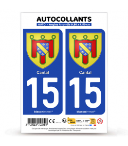 thumbnail image 2 of Stickers Plaque D'Immatriculation – Autocollant Département Cantal 15 – French License Plate Decal 2 of 6