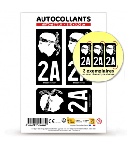 Stickers Plaque Immatriculation Corse - Lot De 2 - 10x4.7cm - Style Régional - Tête Corse