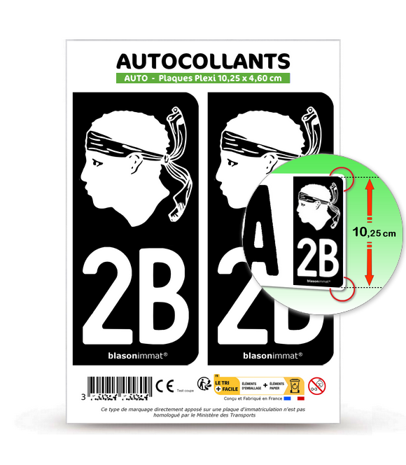 Autocollants Plaques Immatriculation Département 22 Côtes-d'Armor / Bretagne - Lot De 2 Stickers Noir - Dimensions 45x100 Mm - Fabriqué En France