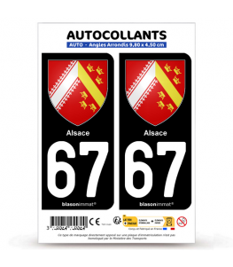 67 Alsace - Blason | Autocollant plaque immatriculation