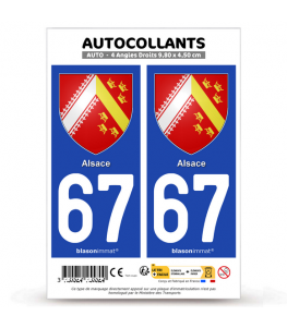 67 Alsace - Blason | Autocollant plaque immatriculation