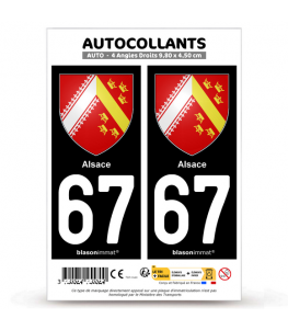 67 Alsace - Blason | Autocollant plaque immatriculation