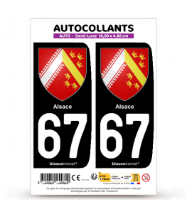 67 Alsace - Blason | Autocollant plaque immatriculation
