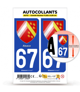 67 Alsace - Blason | Autocollant plaque immatriculation