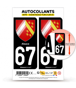 67 Alsace - Blason | Autocollant plaque immatriculation