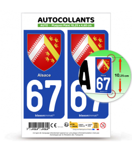 67 Alsace - Blason | Autocollant plaque immatriculation