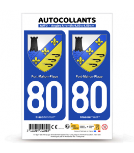 Autocollant Plaque Immatriculation Département 80 Somme - Logo Hauts-de-France - Vinyle Haute Résistance - Lot De 2 - Garantie 7 Ans