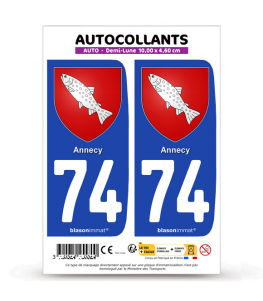 74 Annecy - Armoiries | Autocollant plaque immatriculation