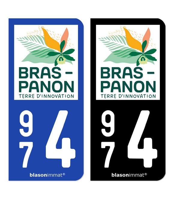 974 Bras-Panon - Ville | Autocollant plaque immatriculation
