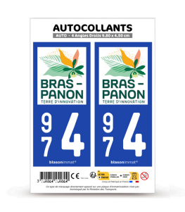 974 Bras-Panon - Ville | Autocollant plaque immatriculation