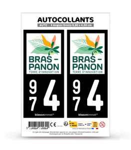 974 Bras-Panon - Ville | Autocollant plaque immatriculation
