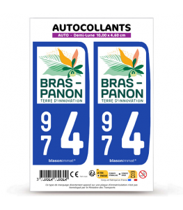 974 Bras-Panon - Ville | Autocollant plaque immatriculation