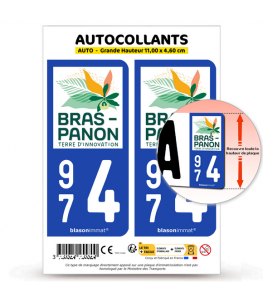 974 Bras-Panon - Ville | Autocollant plaque immatriculation