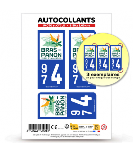 974 Bras-Panon - Ville | Autocollant plaque immatriculation