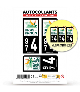 974 Bras-Panon - Ville | Autocollant plaque immatriculation