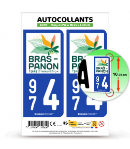 974 Bras-Panon - Ville | Autocollant plaque immatriculation
