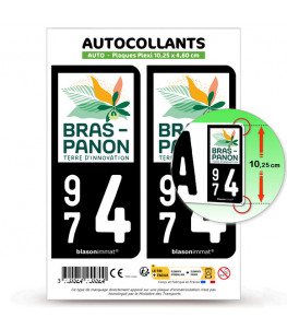 974 Bras-Panon - Ville | Autocollant plaque immatriculation