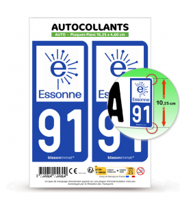 91 Essonne - Département | Autocollant plaque immatriculation