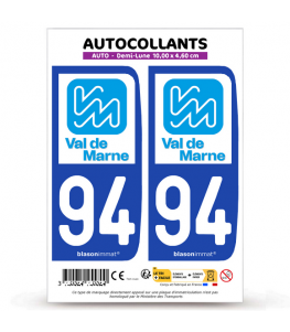 94 Val-de-Marne - Département | Autocollant plaque immatriculation
