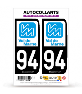 94 Val-de-Marne - Département | Autocollant plaque immatriculation