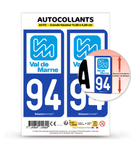 94 Val-de-Marne - Département | Autocollant plaque immatriculation
