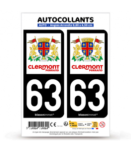 63 Clermont-Ferrand - Ville | Autocollant plaque immatriculation