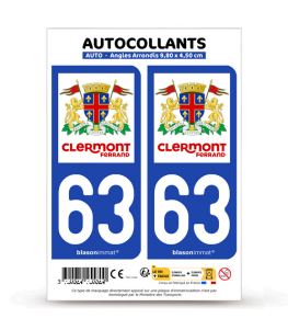 63 Clermont-Ferrand - Ville | Autocollant plaque immatriculation