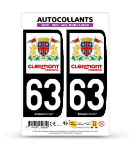 63 Clermont-Ferrand - Ville | Autocollant plaque immatriculation