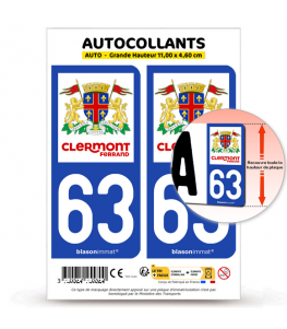 63 Clermont-Ferrand - Ville | Autocollant plaque immatriculation