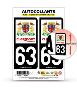 63 Clermont-Ferrand - Ville | Autocollant plaque immatriculation