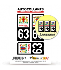 63 Clermont-Ferrand - Ville | Autocollant plaque immatriculation