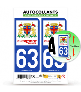 63 Clermont-Ferrand - Ville | Autocollant plaque immatriculation