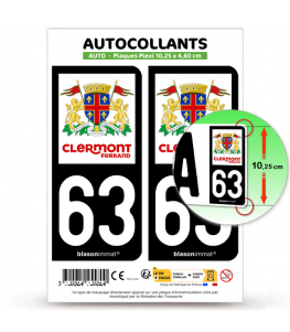 63 Clermont-Ferrand - Ville | Autocollant plaque immatriculation