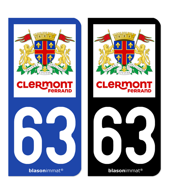 63 Clermont-Ferrand - Ville | Autocollant plaque immatriculation