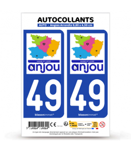 49 Maine-et-Loire - Département | Autocollant plaque immatriculation