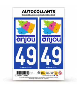 49 Maine-et-Loire - Département | Autocollant plaque immatriculation