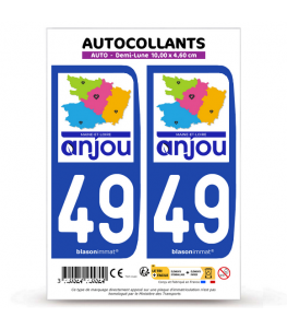 49 Maine-et-Loire - Département | Autocollant plaque immatriculation