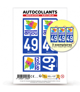 49 Maine-et-Loire - Département | Autocollant plaque immatriculation