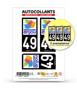 49 Maine-et-Loire - Département | Autocollant plaque immatriculation