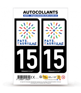 15 Aurillac - Pays | Autocollant plaque immatriculation