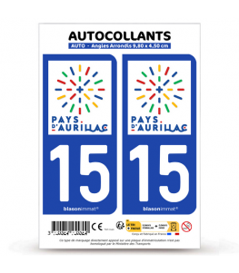 15 Aurillac - Pays | Autocollant plaque immatriculation