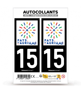 15 Aurillac - Pays | Autocollant plaque immatriculation