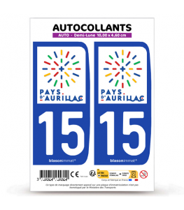 15 Aurillac - Pays | Autocollant plaque immatriculation