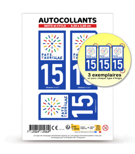 15 Aurillac - Pays | Autocollant plaque immatriculation