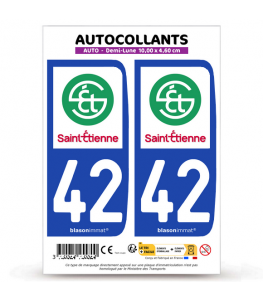 42 Saint-Etienne - Ville | Autocollant plaque immatriculation