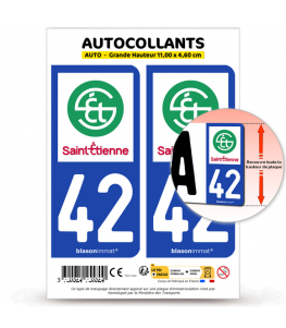42 Saint-Etienne - Ville | Autocollant plaque immatriculation