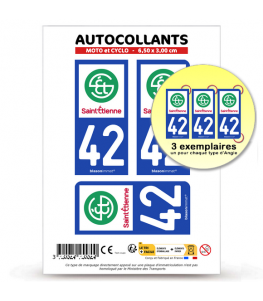 42 Saint-Etienne - Ville | Autocollant plaque immatriculation