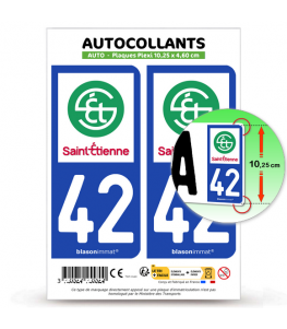 42 Saint-Etienne - Ville | Autocollant plaque immatriculation