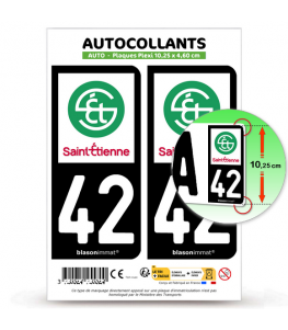 42 Saint-Etienne - Ville | Autocollant plaque immatriculation