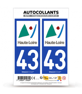 43 Haute-Loire - Département | Autocollant plaque immatriculation